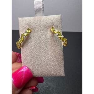 NEW Sava sphene and moissanite j-hoop earrings in YG over sterling silver